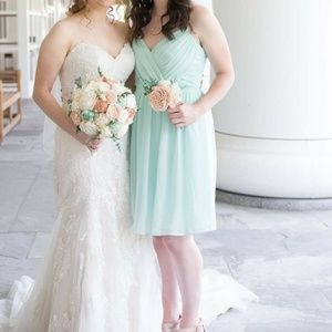 David's Bridal bridesmaid dress in mint